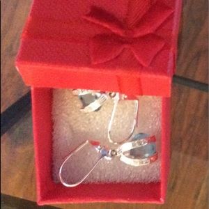 Silver and blue stone earrings